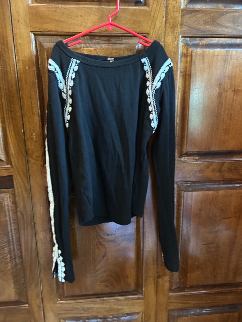 Free People Black Lost Love Long-Sleeve Top